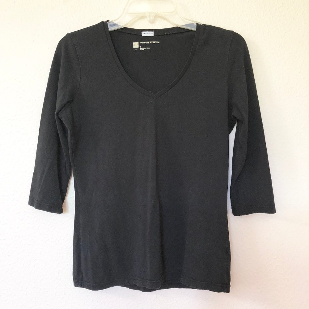 Gap black quarter 3/4 sleeve v neck S